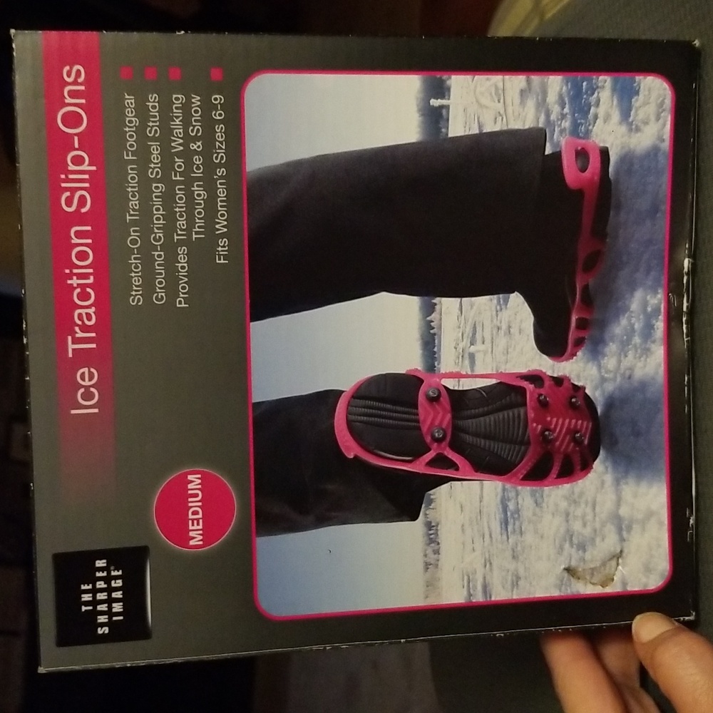ICE TRACTION SLIP ONS by The Sharper Image, Hot Pink, Women's Size Medium (6-9)